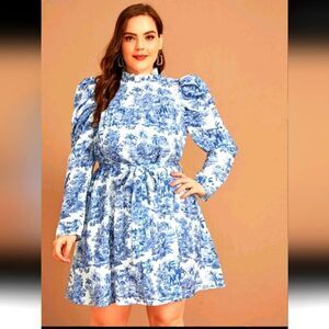 Elegant Blue and White Women's Dress